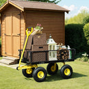 Carrello da Giardino 104x54x51 cm Capacità 200 kg con Pareti Laterali Rimovibili in Acciaio Nero e Giallo 