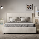 Letto Matrimoniale con Alzata Comoda Imbottito in Similpelle Mika Bianco Varie Misure