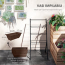 Portapiante Verticale a 5 Livelli 55x63x120 cm con 5 Vasi con Fori di Drenaggio in Acciaio e PE Marrone      