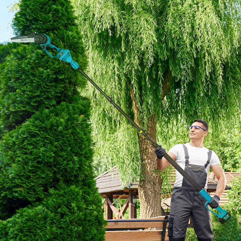 Motosega a Batterie 2 in 1 con Palo Telescopico per Funzione Potatore 580W in Metallo Blu 