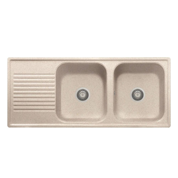 sconto Lavello 116x50 cm 2 vasche gocciolatoio avena Samet