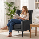 Poltrona Camera da Letto 72x72x95 cm Stile Moderno di Metà Secolo con Gambe in Legno di Caucciù in Ciniglia Grigio Scuro      