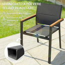 Set 2 Sedie Giardino Impilabili 56x55x85 cm con Seduta e Schienale Imbottiti in Alluminio e Texteline Grigio Scuro      