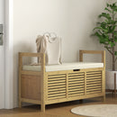 Panca Scarpiera a Doghe da Ingresso con Design a Ribalta 100x40x60 cm in Legno di Bambù