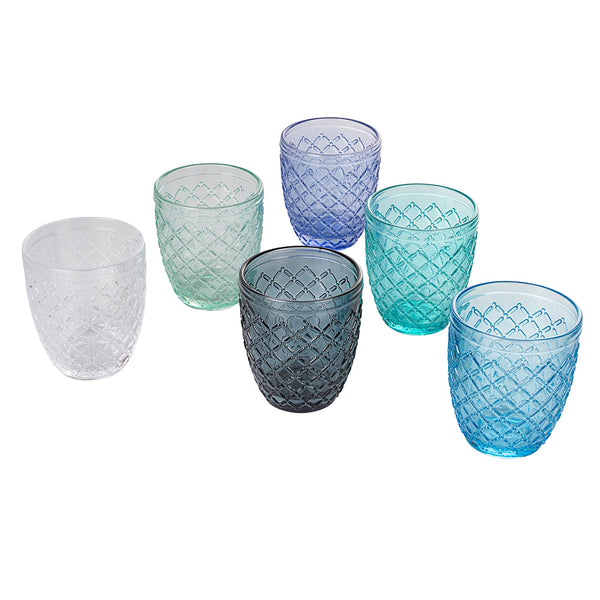sconto Set mit 6 Castle Ocean Wassergläsern in Villa d'Este Home Tivoli Blue Glass