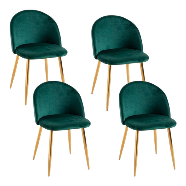 Set 4 Sedie Imbottite 38x43x74 cm in Vellluto Velvet Ottanio e Oro sconto