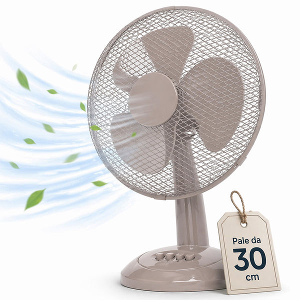 acquista Ventilatore da Tavolo Ø30cm Potenza 35W 3 Velocità Silenzioso Sabbia