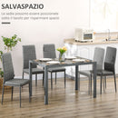 Set da Pranzo Tavolo e 4 Sedie in Similpelle Top in Vetro Temperato Grigio