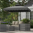Ombrellone a Sbalzo con Doppio Tetto 243x243x251 cm Apertura a Manovella e Base a Croce Grigio   