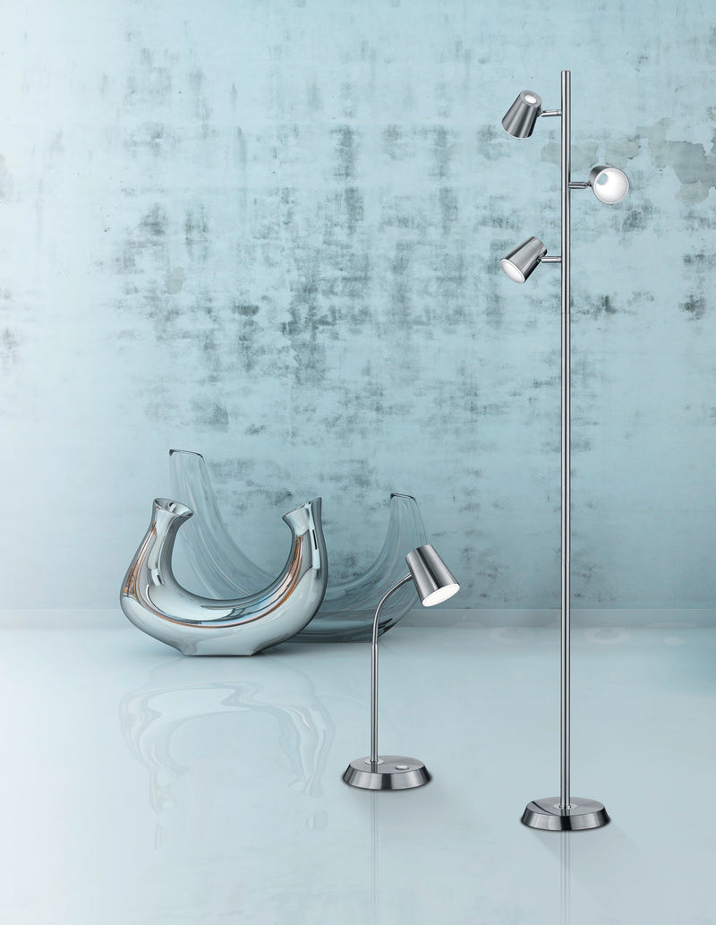 Piantana da Interno a LED in Metallo Nickel Opaco