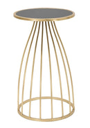 Porta Telefono Flush Ø35x60 cm in Ferro MDF e Specchio Nero e Oro