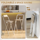 Set 2 Sgabelli da Bar Pieghevoli 37x45x87 cm con Poggiapiedi in Legno e Acciaio Bianco      