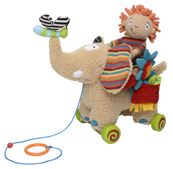 Abschleppbarer Plüsch-Elefant mit Rädern für Kinder, süß, mehrfarbig sconto