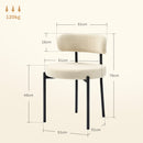 Set 2 Sedie Sala da Pranzo 51x51x76 cm in Tessuto Sherpa con Gambe in Acciaio Beige      