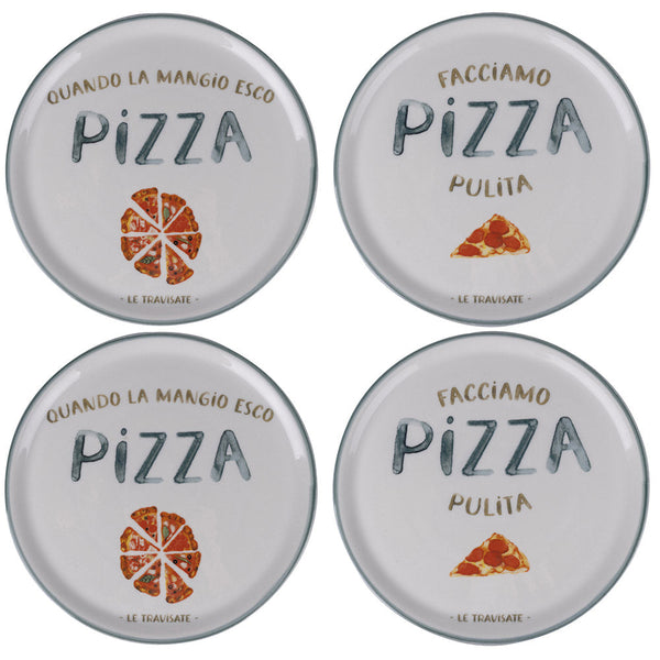Set 4 Piatti Pizza Ø33x2 cm in Porcellana VdE Tivoli 1996 Le Travisate Bianco sconto