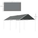 Copertura di Ricambio 600x300 cm Anti-UV per Carport Auto con Corde Elastiche in PE Grigio Scuro      