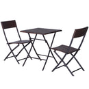 Set Tavolino e 2 Sedie Pieghevoli da Giardino in Rattan Sintetico Marrone 