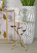 Tavolino Tisty 40x60x30 cm in Ferro e MDF Oro