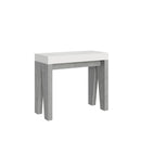 Consolle Allungabile 90-300x40x77 cm in Nobilitato Bianco e Grigio