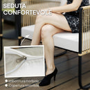 Set 4 Pezzi da Esterno Divanetto 2 Poltrone e Tavolino Basso con Piano in Vetro in Rattan Bianco Crema   