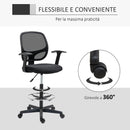 Sedia Poltrona Operativa da Ufficio 60x56x110-132 cm in Tessuto a Rete Nera