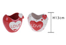 Set 2 Vasi a Forma di Cuori con Scritta Love H 13 cm
