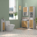 Mobile Bagno a Colonna 35x30x170 cm con 2 Armadietti e Ripiani Regolabili Scomparti Aperti in MDF Bianco      