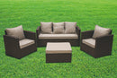 Set da Giardino Divano 2 Poltrone e Tavolino in Rattan Soriani Paros Grigio