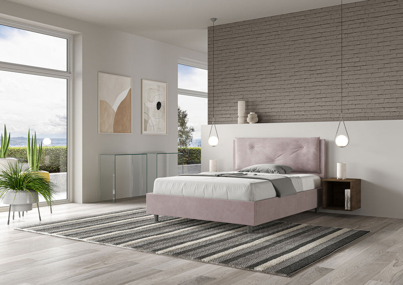 Letto Matrimoniale Francese Imbottito in Microfibra Appia Large Glicine Varie Misure