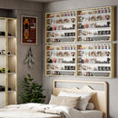 Bacheca Vetrina a Muro con 4 Ripiani Regolabili 80x9.5x60cm Bianco e Legno      