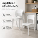 Set 4 Sedie da Pranzo Impilabili 40x45x80 cm Modello Stoccolma in Polipropilene Bianco      