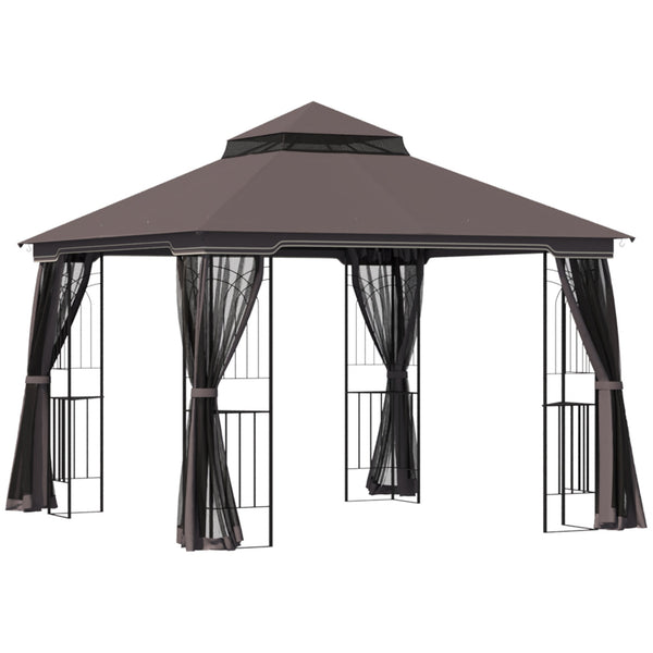 Gartenpavillon 3x3m mit Moskitonetz aus kaffeefarbenem Metall acquista