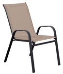 Set 4 Sedie da Giardino 67x57x107 cm in Metallo e Textilene Tortora