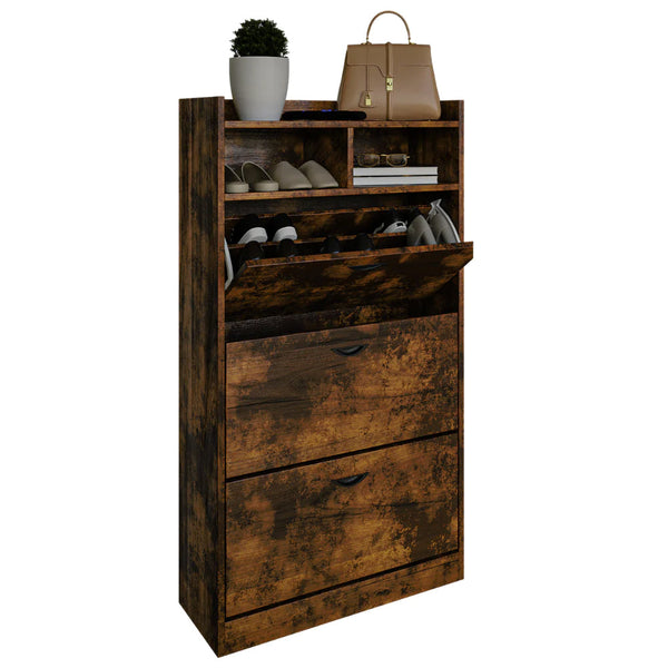 Scarpiera Salvaspazio 3 Ante a Ribalta 60x24x120h cm in Melaminico Industrial online