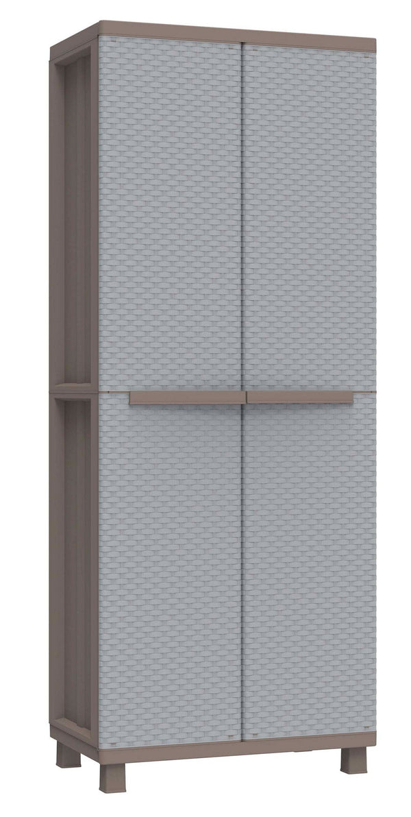 acquista Armadio Modulare da Esterno 68x37,5x170 cm 2 Ante 3 Ripiani in Polipropilene Jrattan Tortora e Grigio