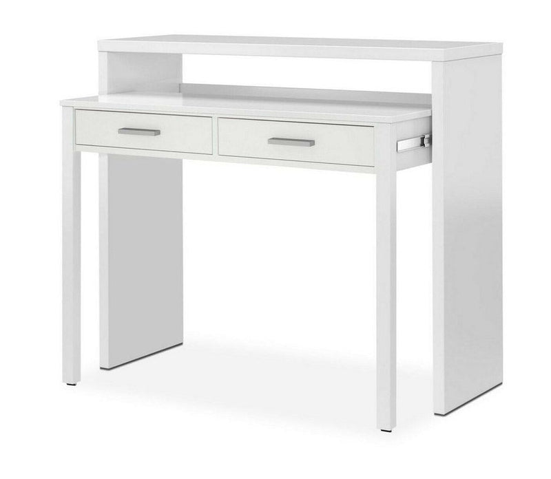 Scrivania Consolle Allungabile 2 Cassetti 98,5x36x87,5 cm in Legno Bianco