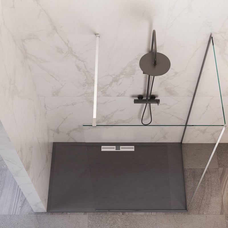 Box Doccia Parete Walk-In 2 Lati in Cristallo Trasparente 8 mm H195 Bonussi Aurore Varie Misure