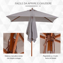 Ombrellone da Giardino 2x1,5 m Palo Ø38 mm in Legno Grigio