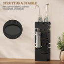 Portaombrelli Moderno 15,5x15,5x49 cm con Raccogligocce e Ganci in Metallo Nero      