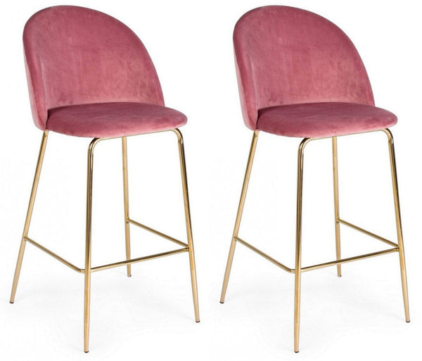 acquista Set 2 Sgabelli Bar 51x55x105h cm Carry Velluto Blush