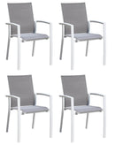 Set Tavolo e 4 Sedie da Giardino in Alluminio e Textilene Bianco