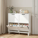Scarpiera Salvaspazio 99,5x24x93,3 cm 4 Cassetti Ribaltabili in MDF Bianco      