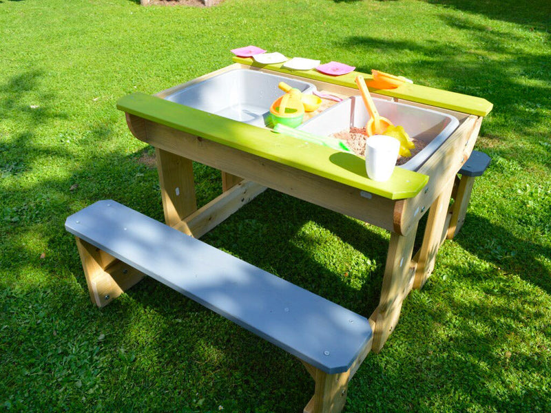 Tavolo Gioco per Bambini con Panche 100x80x52h cm in Legno Picnic Splash