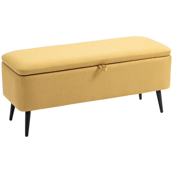 online Panca Fondo Letto Contenitore 101x38,5x44,5 cm Rivestimento in Poliestere Giallo