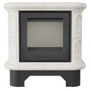 Stufa a Legna 75x74,8x37,7cm Flig Wilmington Bianca con Piastrelle Bianche