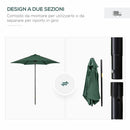 Ombrellone da Giardino Ø196x204H cm a 6 Stecche Verde  