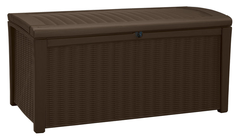 Baule Cassapanca da Esterno 130x63x70 cm in Resina Effetto Rattan Keter Borneo Marrone