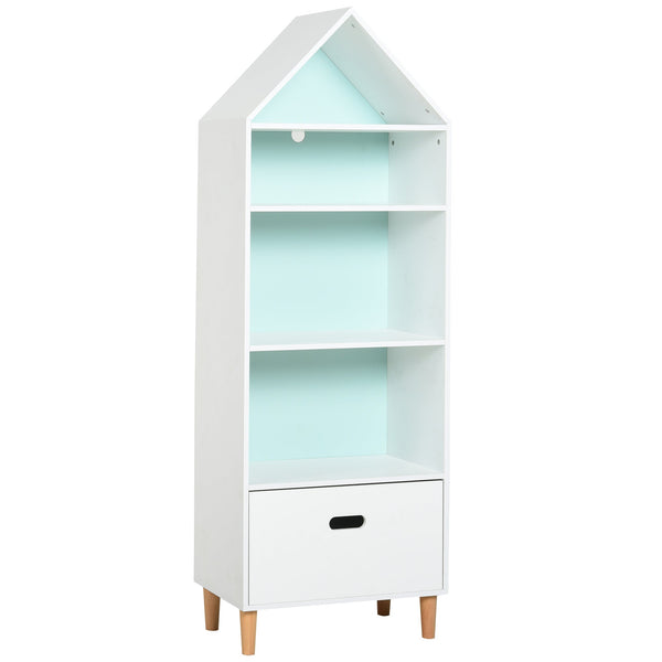 Bücherregal 4 Regale 1 Schublade 50x30x142 cm Weiß und Blau online