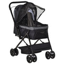 Passeggino per Cani Taglia Piccola 76,5x52x95 cm in Acciaio e Tessuto Oxford Nero