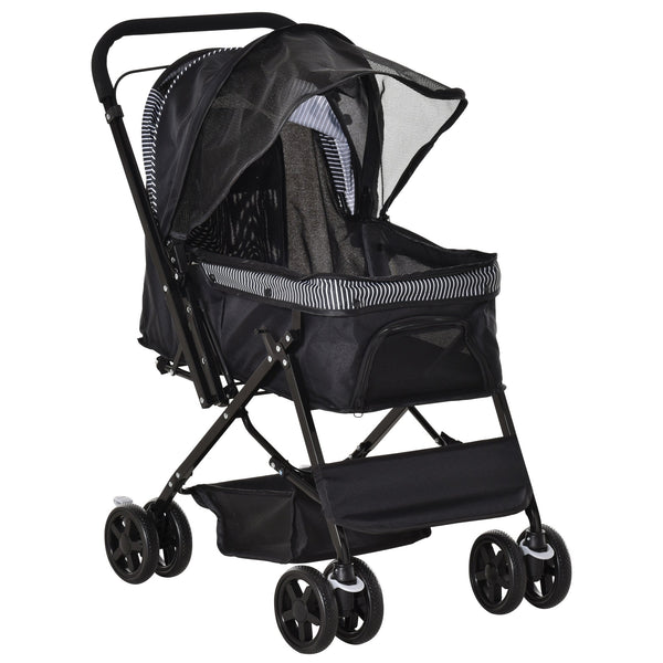 Kinderwagen für Hunde, Größe 76,5 x 52 x 95 cm, aus Stahl und schwarzem Oxford-Stoff sconto